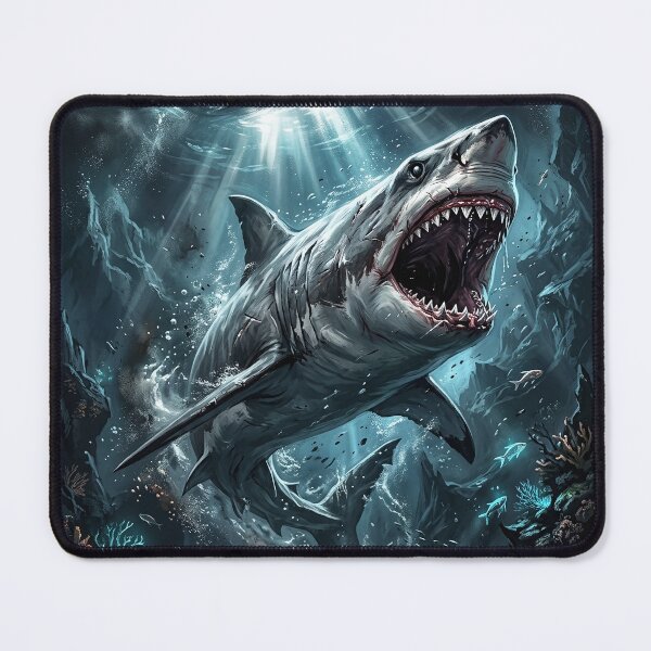 Item preview, Fierce Great White Shark Attacking from the Deep designed and sold by Lucid Dream Pixel.