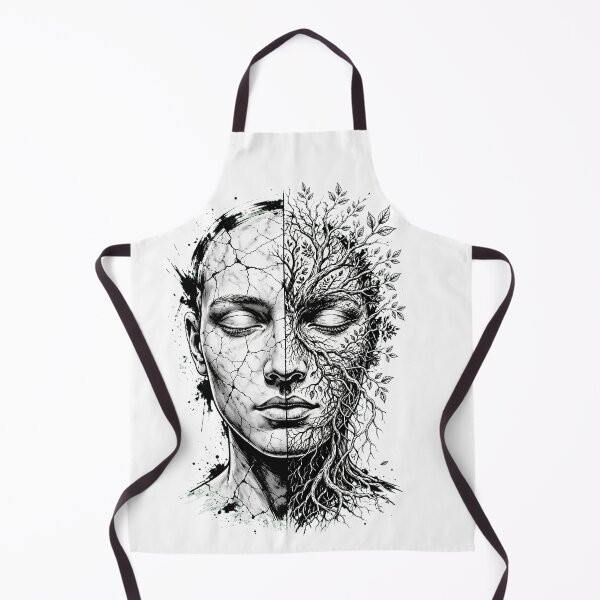Item preview, Cracked Nature Kintsugi Tree Face Surreal Black and White Art designed and sold by  One City Two Children Studio.
