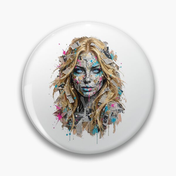 Item preview, Collage Portrait of Blonde Woman Grunge Newspaper Torn Paper Aesthetic Modern Art designed and sold by  One City Two Children Studio.