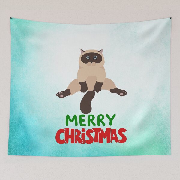 Item preview, Cute Siamese Cat Merry Christmas Holiday Art designed and sold by stormk10.