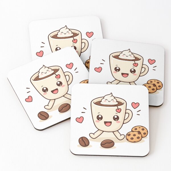 Item preview, Cute Kawaii Coffee Illustration With Cookies and Hearts designed and sold by Dreamsheaven.