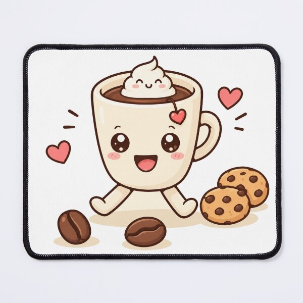 Item preview, Cute Kawaii Coffee Illustration With Cookies and Hearts designed and sold by Dreamsheaven.