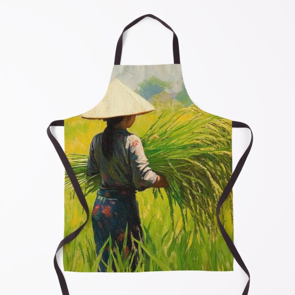 Item preview, Vietnamese Rice Harvest Oil Painting – Traditional Rural Vietnam Art designed and sold by GSizzle1.