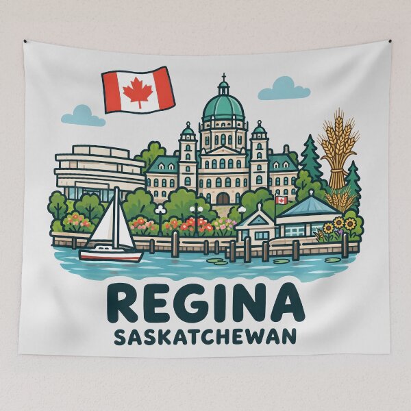 Item preview, Regina Canada Colorful Cute Skyline designed and sold by HowToCanadian.