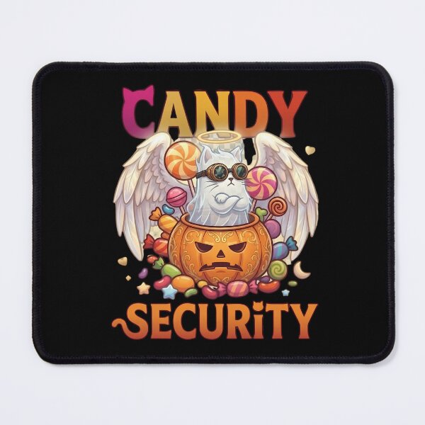 Item preview, Candy Security Funny Grumpy Angel Cat Halloween  designed and sold by Retro Whiskers.