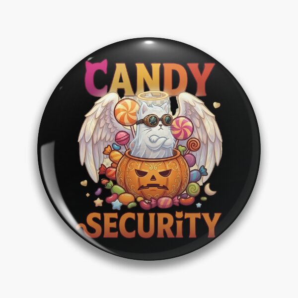 Item preview, Candy Security Funny Grumpy Angel Cat Halloween  designed and sold by Retro Whiskers.