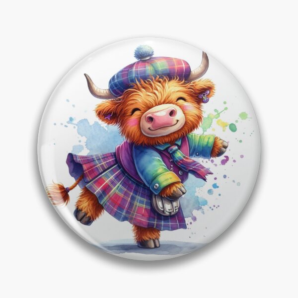 Item preview, Cute Tartan Army Scottish Highland Cow Highland Dancing Colorful Fun Watercolor designed and sold by MaedK.
