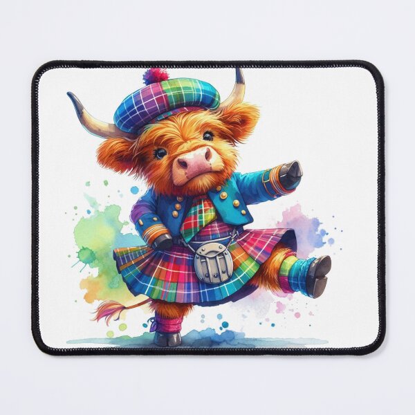 Item preview, Cute Tartan Army Scottish Highland Cow Highland Dancing Colorful Fun Watercolor designed and sold by MaedK.