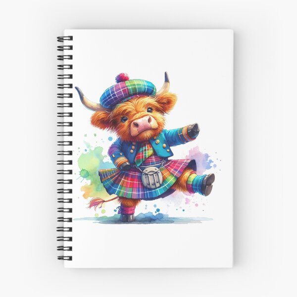 Item preview, Cute Tartan Army Scottish Highland Cow Highland Dancing Colorful Fun Watercolor designed and sold by MaedK.