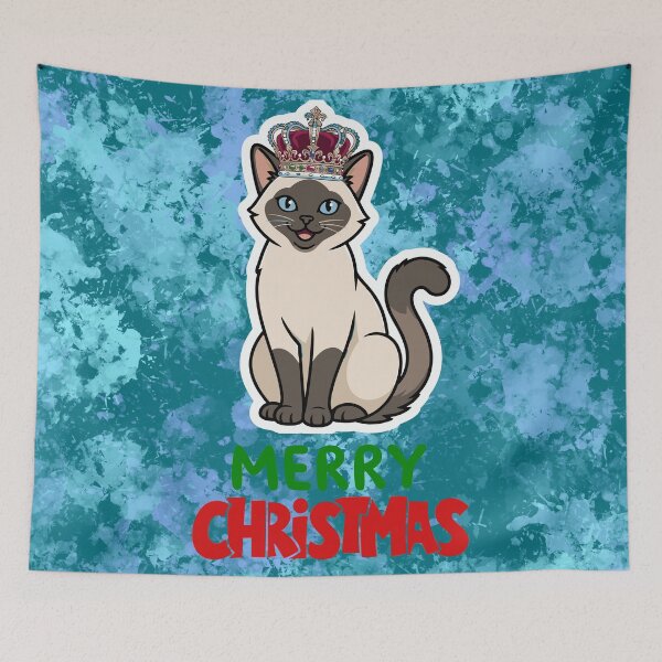 Item preview, Cute Siamese Cat Merry Christmas Holiday Art designed and sold by stormk10.