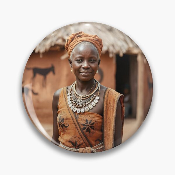 Item preview, African Woman Near Painted Hut designed and sold by tambanow.