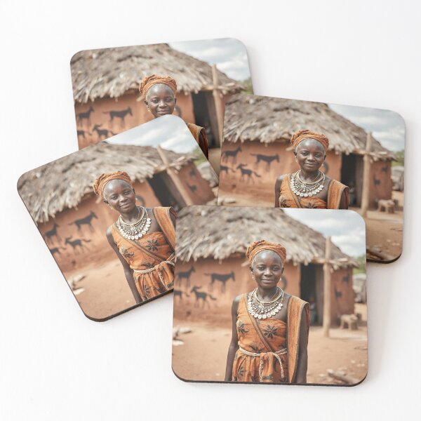 Item preview, African Woman Near Painted Hut designed and sold by tambanow.