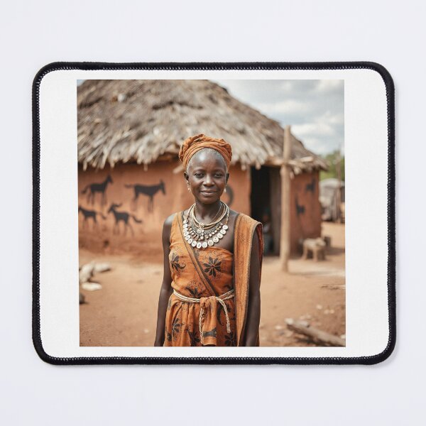 Item preview, African Woman Near Painted Hut designed and sold by tambanow.