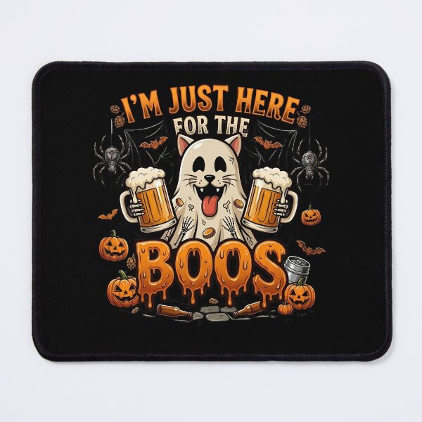 Item preview, I'm Just Here For The Boos Funny Ghost Cat Beer Halloween designed and sold by Retro Whiskers.