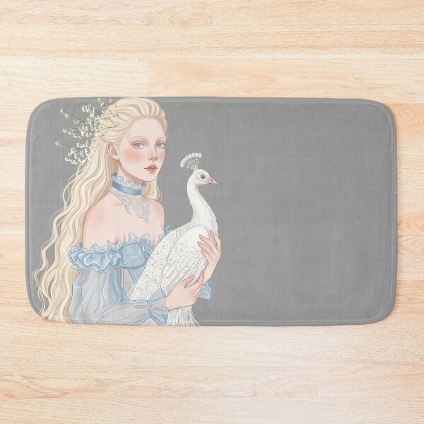 Item preview, Elegant Woman with White Peacock and Baby's Breath Illustration designed and sold by Pasteltone.