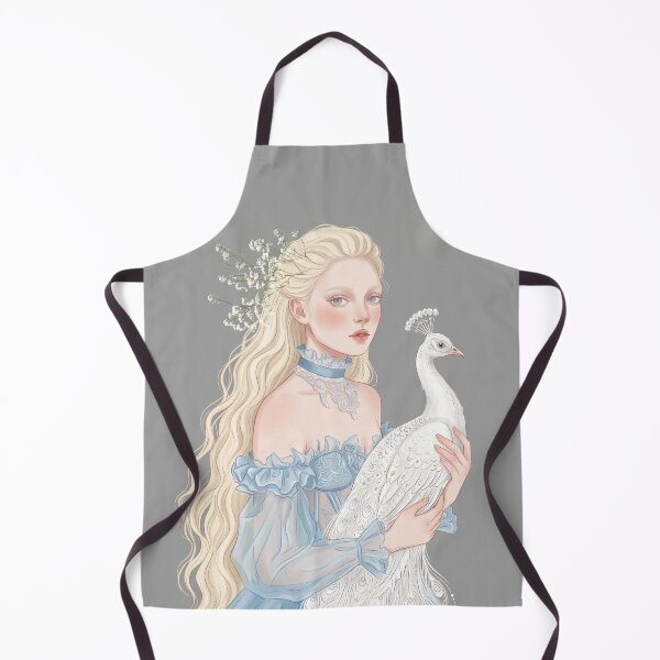 Item preview, Elegant Woman with White Peacock and Baby's Breath Illustration designed and sold by Pasteltone.
