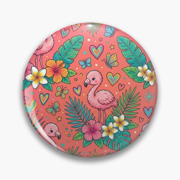 Item preview, Cute Baby Flamingo Tropical Floral Seamless Pattern designed and sold by ShivCraftStudio.