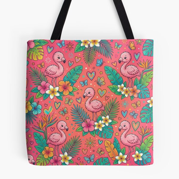 Item preview, Cute Baby Flamingo Tropical Floral Seamless Pattern designed and sold by ShivCraftStudio.