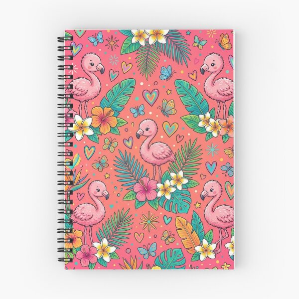 Item preview, Cute Baby Flamingo Tropical Floral Seamless Pattern designed and sold by ShivCraftStudio.