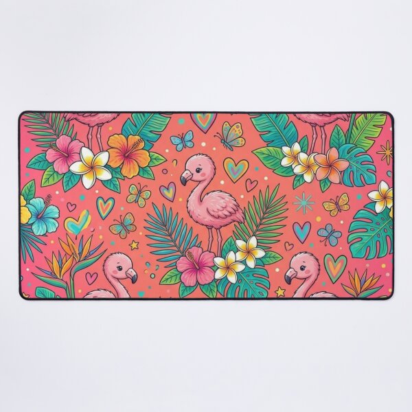 Item preview, Cute Baby Flamingo Tropical Floral Seamless Pattern designed and sold by ShivCraftStudio.