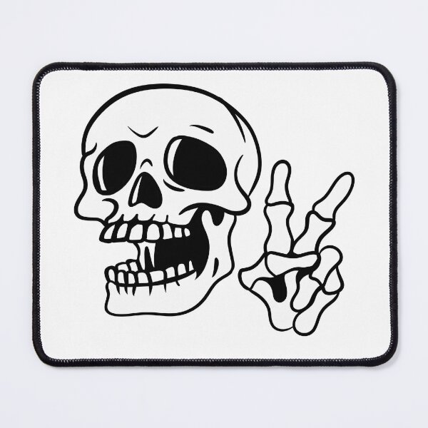 Item preview, Sassy Skull Showing Peace Sign Line Art — Funny Halloween Skeleton Sticker Design designed and sold by LYAN-STORE.