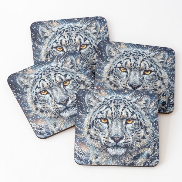 Item preview, Snow Leopard with Golden Eyes and Ice Crystals designed and sold by ManJiangHong.