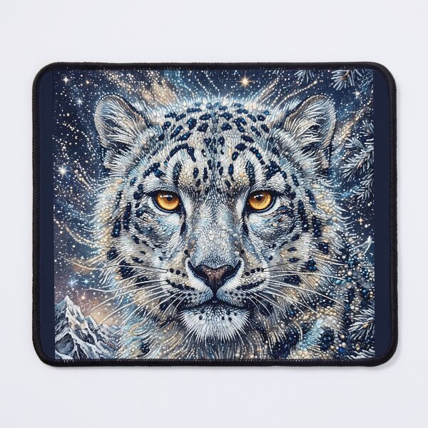 Item preview, Snow Leopard with Golden Eyes and Ice Crystals designed and sold by ManJiangHong.