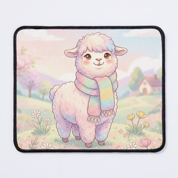 Item preview, Alpaca Wearing a Scarf | Whimsical Kawaii Illustration designed and sold by Moonlily Tavern.