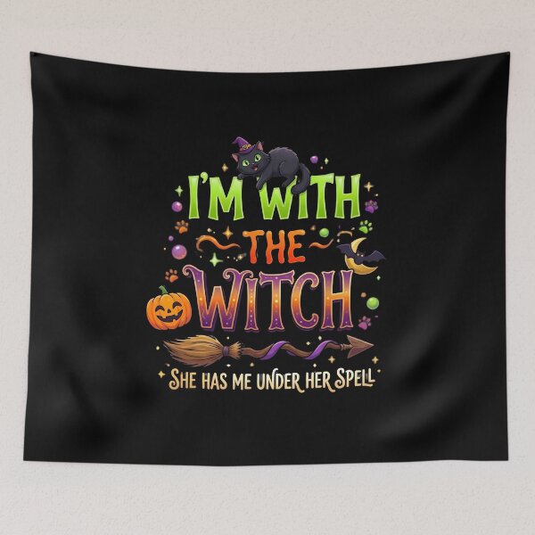Item preview, I'm With The Witch Black Cat Matching Halloween  designed and sold by Retro Whiskers.