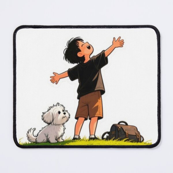 Item preview, Boy and Dog Adventure Childhood Illustration designed and sold by ExploreAura Studio.