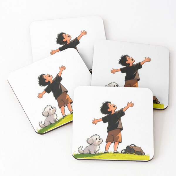 Item preview, Boy and Dog Adventure Childhood Illustration designed and sold by ExploreAura Studio.