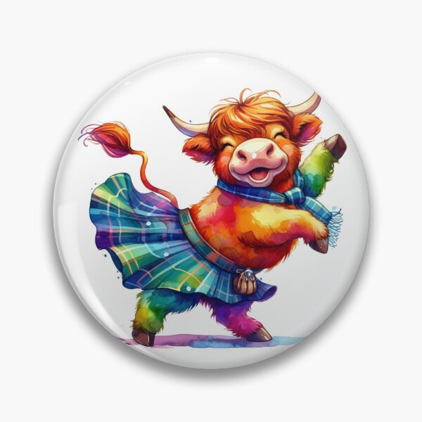 Item preview, Cute Tartan Army Scottish Highland Cow Highland Dancing Colorful Fun Watercolor designed and sold by MaedK.