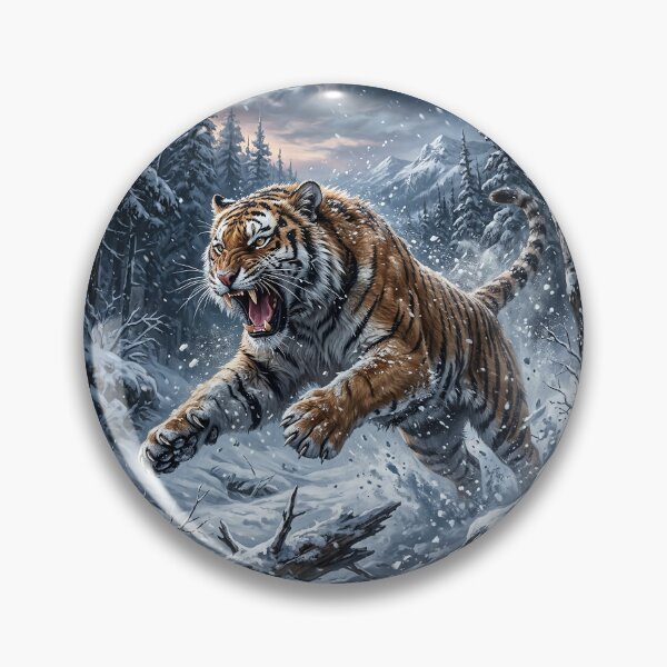 Item preview, Fierce Siberian Tiger Leaping Through Snowy Forest designed and sold by Lucid Dream Pixel.