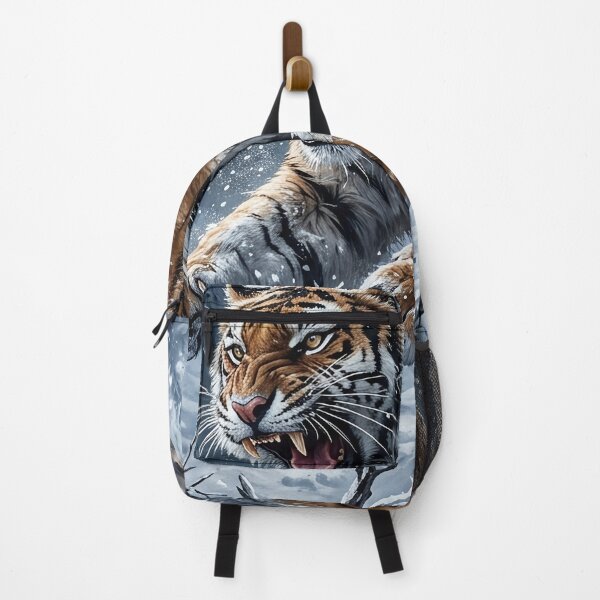 Item preview, Fierce Siberian Tiger Leaping Through Snowy Forest designed and sold by Lucid Dream Pixel.