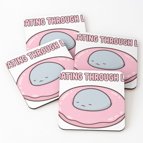 Item preview, Cute Chibi Manatee Donut Floatie Floating Through Life Affirmation Sticker designed and sold by xiaoxiaochibi.