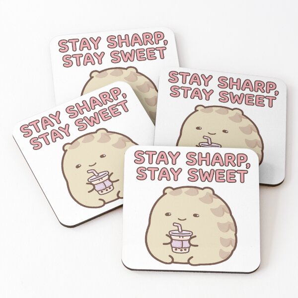 Item preview, Cute Chibi Pangolin Boba Tea Stay Sharp Stay Sweet Sticker designed and sold by xiaoxiaochibi.