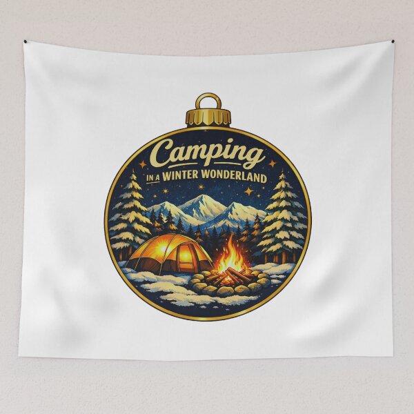 Item preview, Camping in a Winter Wonderland Christmas Ornament Camping Scene designed and sold by GabeMountainArt.