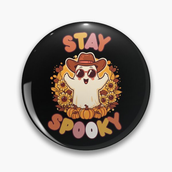 Item preview, Stay Spooky Retro Groovy Ghost with Cowboy Hat and Sunglasses designed and sold by ArtsyExplorer.