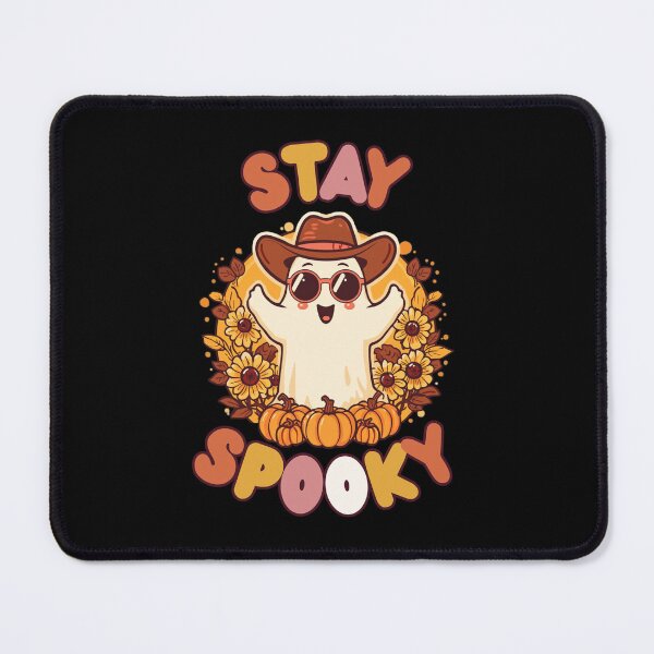 Item preview, Stay Spooky Retro Groovy Ghost with Cowboy Hat and Sunglasses designed and sold by ArtsyExplorer.