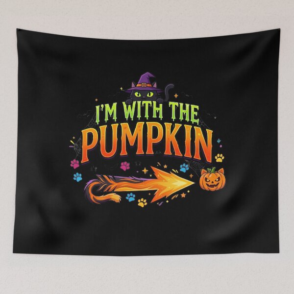 Item preview, I'm With The Pumpkin Funny Black Cat Matching Halloween Costume designed and sold by Retro Whiskers.