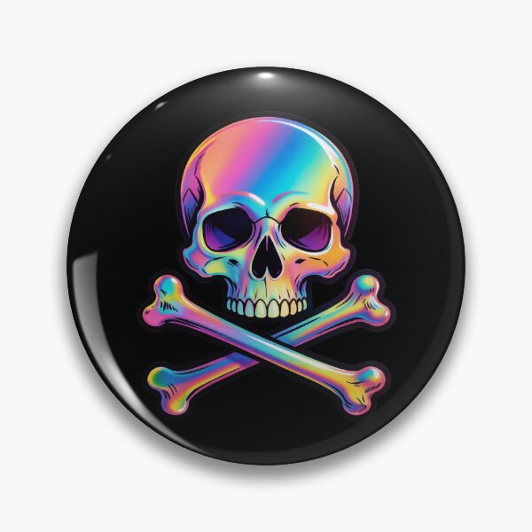 Item preview, Holographic Rainbow Skull and Crossbones Art designed and sold by Skulls & Calaveras.
