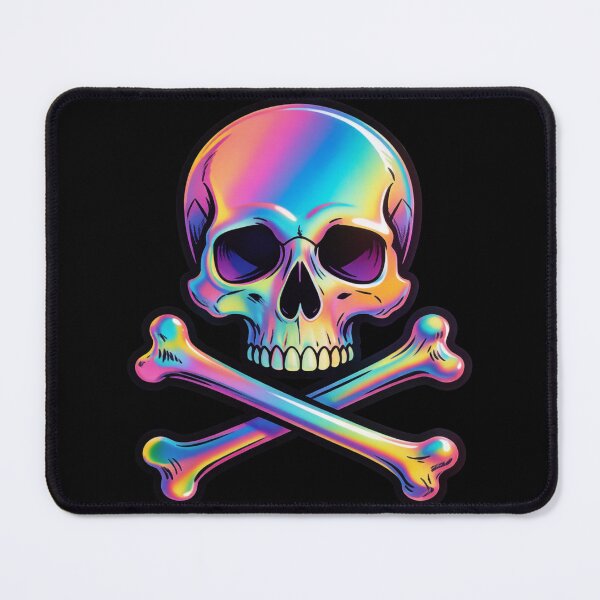 Item preview, Holographic Rainbow Skull and Crossbones Art designed and sold by Skulls & Calaveras.