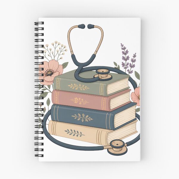 Item preview, Bibliophile Nurse Books Stethoscope Retro Reader Gift designed and sold by Midnight Manor Art.