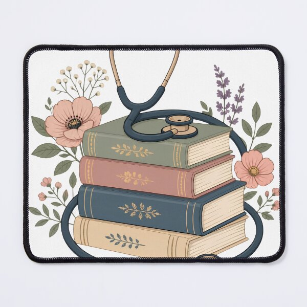 Item preview, Bibliophile Nurse Books Stethoscope Retro Reader Gift designed and sold by Midnight Manor Art.