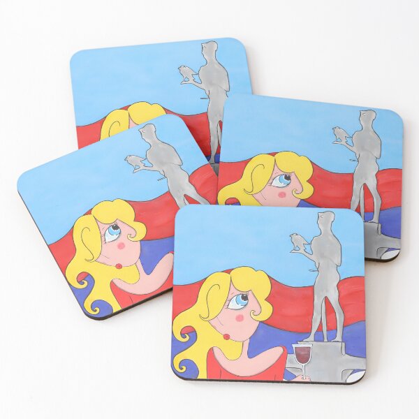 Item preview, Whimsical Blonde Girl with Wine and The Victor of Belgrade | Serbian Pop Art Illustration designed and sold by Diarta.
