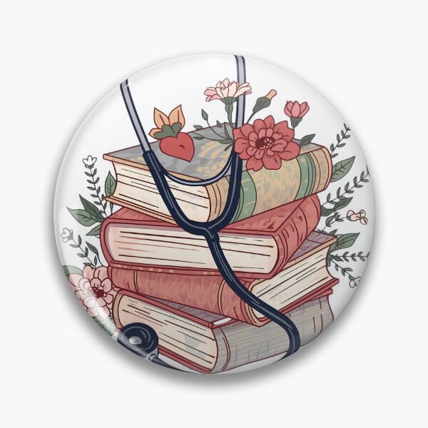 Item preview, Bibliophile Nurse Books Stethoscope Retro Reader Gift designed and sold by Midnight Manor Art.