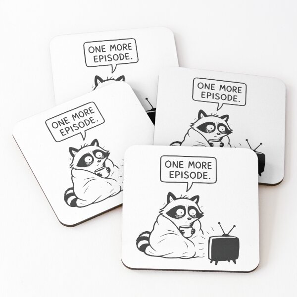 Item preview, One More Episode – Funny Raccoon Binge Watching – Relatable TV Junkie Art Tee designed and sold by bobscraze.