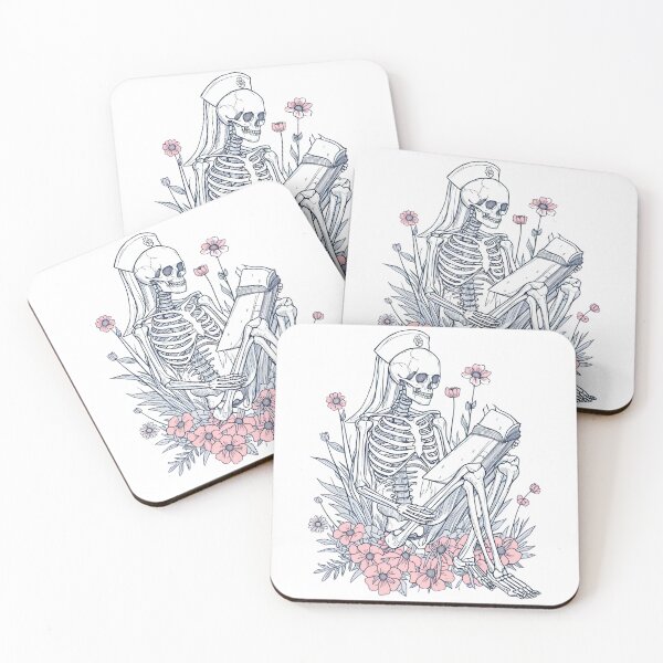 Item preview, Skeleton Reader Nurse Anatomical Bookworm Gift designed and sold by Midnight Manor Art.