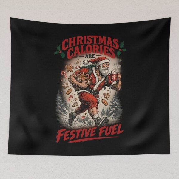 Item preview, Christmas Calories Are Festive Fuel Gym Santa designed and sold by CrazySzoopWorld.