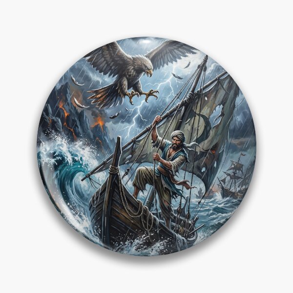 Item preview, Sinbad the Sailor Battling a Storm at Sea designed and sold by Lucid Dream Pixel.